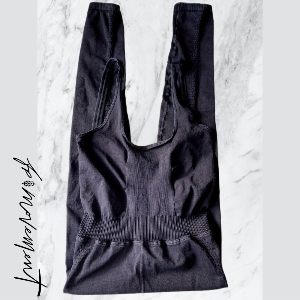 24. New Free People Good Movement Good Karma Onesie in Washed Black